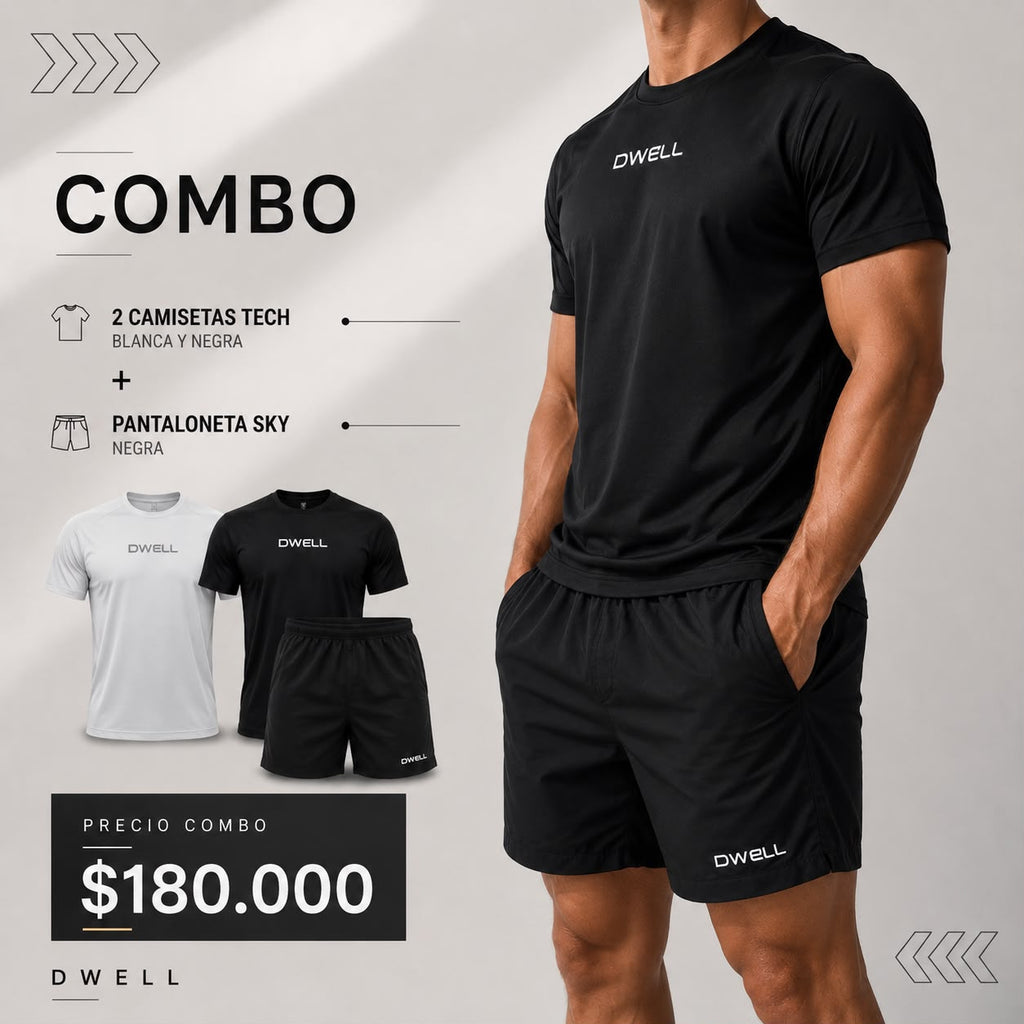 2 Camisetas Tech + Pantaloneta Sky